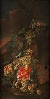 Fruit Still Life Painting Drucke: Fruit Piece with a Landscape Background. Creator: Giovanni Paolo Spadino