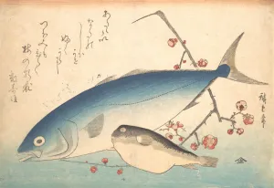 Drucke von Fugu und Inadafisch aus der Reihe Uozukushi (Jede Art von Fisch), 1840er Jahre Ando Hiroshige Drucke: Fugu und Inadafisch aus der Reihe Uozukushi (Jede Art von Fisch)