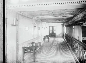 Hamburg America Line Ship Drucke: Gallery of Roman Bath on IMPERATOR, between c1910 and c1915. Creator: Bain News Service
