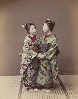 Traditional Japanese Costume Design Drucke: Two Geishas, c1885. Creator: Unknown