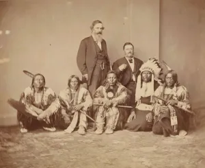 Mathew Brady Images Drucke: General J. E. Smith and Indians, 1870s. Creator: Mathew Brady