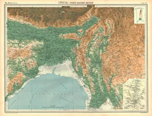 Drucke von Kartographische Karte des nordöstlichen Teils Indiens aus der frühen Zwischenkriegszeit Karte Drucke: Kartographische Karte des nördöstlichen Teils Indiens aus der frühen Zwischenkriegszeit