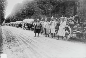 Deutscher Brückentransport zwischen 1914 und 1915 von der Bain News Service