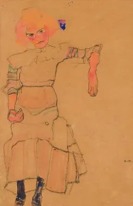 Drucke von Gertrude Schiele sitzend, 1910. Privatsammlung Egon Schiele Drucke: Gertrude Schiele sitzend, 1910. Ersteller: Schiele, Egon (1890-1918)