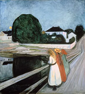 Drucke von Mädchen am Brücke, 1901. Aus der Sammlung des Nasjonalgalleriet in Oslo (Norwegen) Edvard Munch Drucke: Mädchen am Kies, 1901. Künstler: Edvard Munch