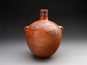Ancient South American Art Drucke: Globular Jar with Abstract Forms in Spirals on Shoulder