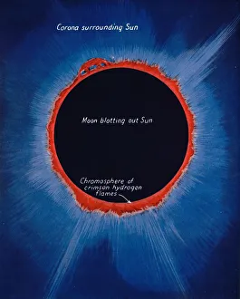 Solar System Illustrations Drucke: The Glory of the Sun When Eclipsed, 1935