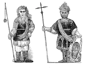 Mythische Biester Drucke: Gog und Magog, Rathaus, London 1902