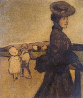 Genre Painting Russia Drucke: Governess, c1901-1902