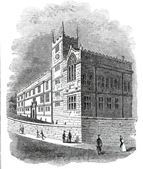 Tudor Style Buildings UK Drucke: Grammar school, Shrewsbury, 1845. Creator: Unknown