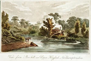 Northamptonshire Drucke: Kanal von Grand Junction bei Stow Hill in der Nähe von Upper Heyford im Nordwesten von Nottinghamshire