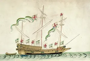 Water Transport In England Drucke: The Graye Hounde, 1546. Creator: Unknown.
The Graye Hounde, 1546. Creator: Unknown