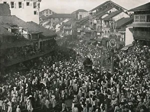 Black And White India Images Drucke: A great native procession, Bombay, India, 1895. Creator: Unknown