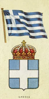 Greek National Flag Drucke: Greece, c1935. Creator: Unknown