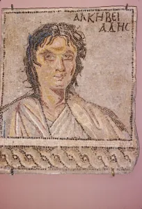 Griechischer Mosaik, Alkibiades, 450 v. Chr.-404 v. Chr