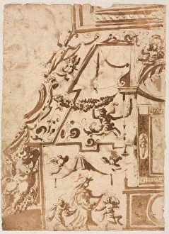 Grotesk mit springendem Zentaur (Verso), um 1565/1588, Künstler: Marco Marchettis