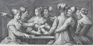 Metropolitan Museum Of Art Engravings Drucke: A group of elegantly dressed people playing cards, 1740-68
