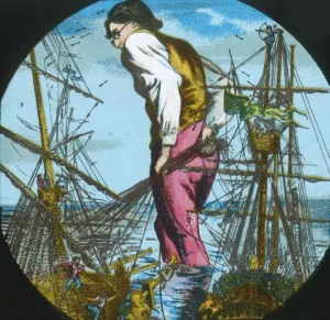 Victorian Era Transportation Drucke: Gulliver captures the Blefuscudians ships