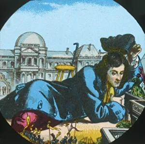 Gulliver am königlichen Palast der Lilliputianer, Laternrückprojektionsbild, spätes 19. Jahrhundert.