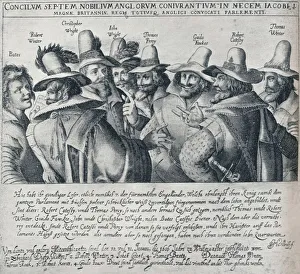 English History Images Drucke: The Gunpowder Plot Conspirators and their Servant Bates, (1605), 1901
