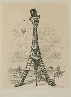 Eiffel Tower Portrait Drucke: Gustav Eiffel in the form of the Eiffel Tower