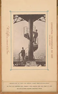 Eiffel Tower Images Drucke: Gustave Eiffel and another man on top of the Eiffel Tower