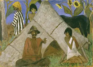 German Heritage Art Gallery Drucke: Gypsy Encampment, c1925. Creator: Otto Mueller