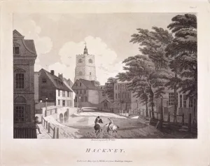Horse Riding Scene Drucke: Hackney Brook, Hackney, London, 1791. Artist: William Ellis