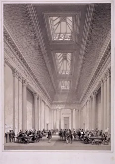 Threadneedle Street London Drucke: Hall of Commerce, Threadneedle Street, London, c1850. Artist: George Hawkins