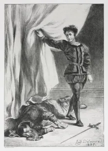 Romanticism Paintings Drucke: Hamlet: Hamlet and the Corpse of Polonius, 1835. Creator: Eugene Delacroix (French