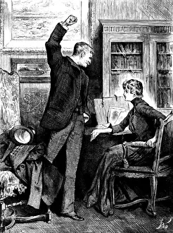 British Literature Illustrations Drucke: His hand remained raised - he was speechless