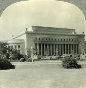 Keystone View Company Prints Drucke: The Handsome Building of the Bureau of Posts, Manila, P. I. c1930s. Creator: Unknown