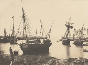 British Fishing Village Drucke: Harbor Scene, ca. 1855. Creator: Attributed to Thomas Sutton