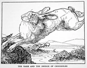 Black And White Mythology Drucke: The Hare and the Bridge of Crocodiles, 1925