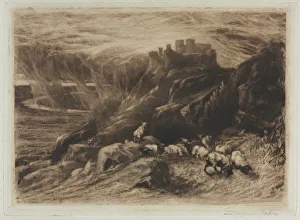 Mezzotint Prints For Sale Drucke: Harlech (A Second Plate), 1880. Creator: Francis Seymour Haden (British, 1818-1910)