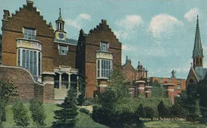 Historic Clock Tower England Drucke: Harrow Old School & Chapel, c1910