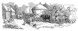 Agricultural Worker Art Drucke: Harvest Operations - Stacking, 1858. Creator: Unknown