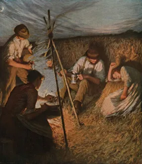 Agricultural Worker Occupation Drucke: The Harvesters Supper, 1898, (c1930). Creator: Henry Herbert la Thangue