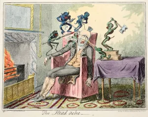 Vintage Interior Design Drucke: The Head Ache, 1835