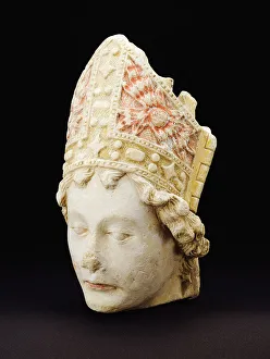 European Religious Heritage Drucke: Head of a Bishop, c. 1500. Creator: Unknown