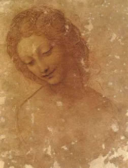 Sanguine On Paper Artwork Drucke: Head of Leda, c. 1510
