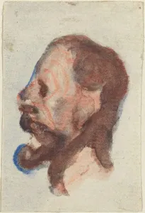 Black Chalk Drawings Drucke: Head of a Man. Creator: Honore Daumier