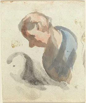 Male Portrait Study Drucke: Head of a Man. Creator: Honore Daumier
