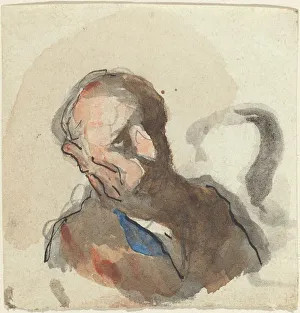 Honore Victorin Daumier Drucke: Head of a Man. Creator: Honore Daumier