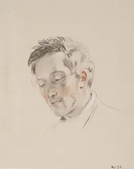 British Romantic Era Art Drucke: Head of a Man Looking Down - Study for The Shepherd's Grace