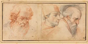 Drei Köpfe-Studien, 1600er Jahre. Schöpfer unbekannt