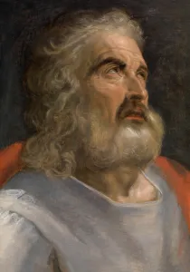 High Renaissance Art Drucke: Head Study of a Man with a Beard, c1560. Creator: Frans Floris