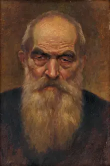 Bearded Male Figure Drucke: Head study of an old man with a beard, 1920-1923. Creator: Ladislav Treskon