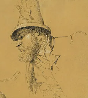 Heritage Art From Austria Drucke: Head study for the “Scene from the Tyrolean Struggle for Freedom”