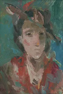 Kopfstudie einer Frau mit Hut, 1940. Künstler: Bedřich Hoffstadter